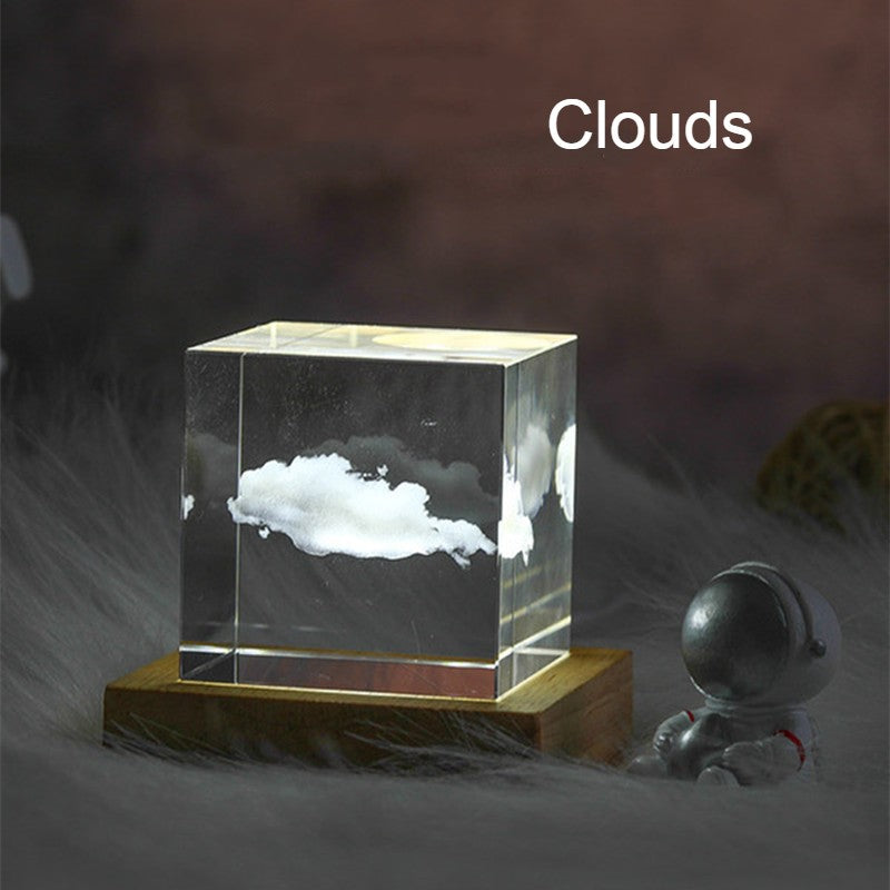 Sandsberg | 3D Galaxy Kristall Glas Würfel mit aufladbarem buntem Lichtbasis, für Geschenk & Wohnkultur