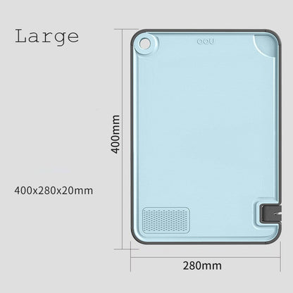 Sandsberg | Schneidebrett mit integriertem Messerschärfer, Knoblauchreibe, Saftauffang und rutschfester Unterseite, für Fleisch, Gemüse, Käse