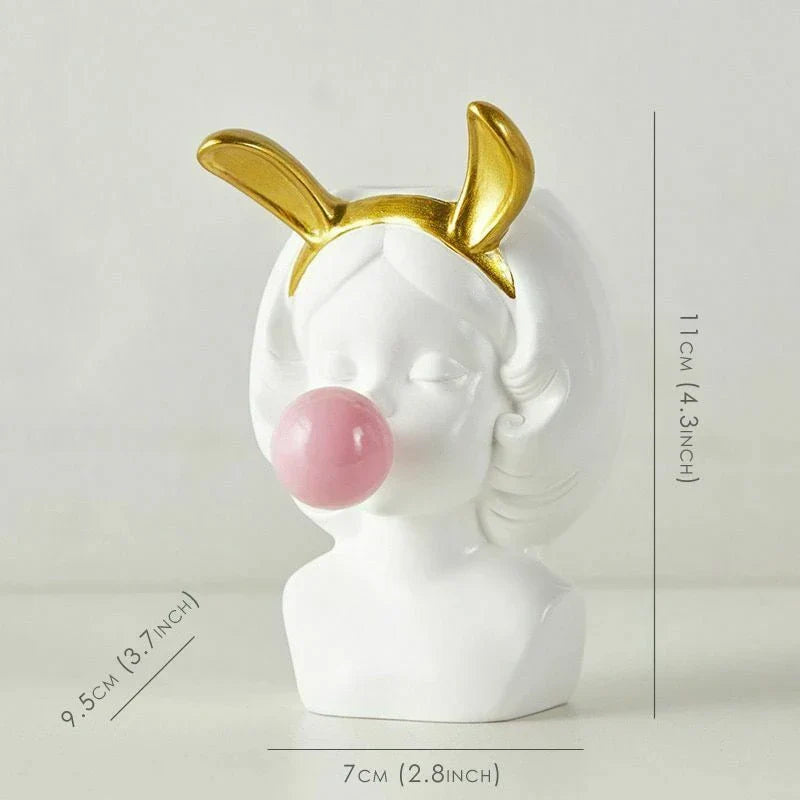 Süße Bubblegum Mädchen Keramik Gesicht Vase
