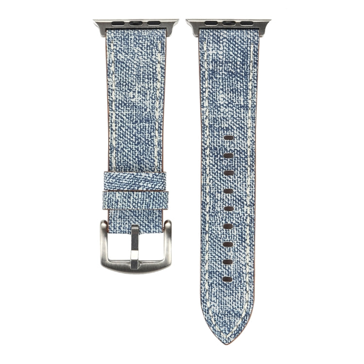 Sandsberg | Für Apple Watch Series 10 42mm / 9&8&7 41mm / SE 3&SE 2&6&SE&5&4 40mm / 3&2&1 38mm Einfaches Mode Echtleder Cowboy Muster Uhrband (Babyblau)
