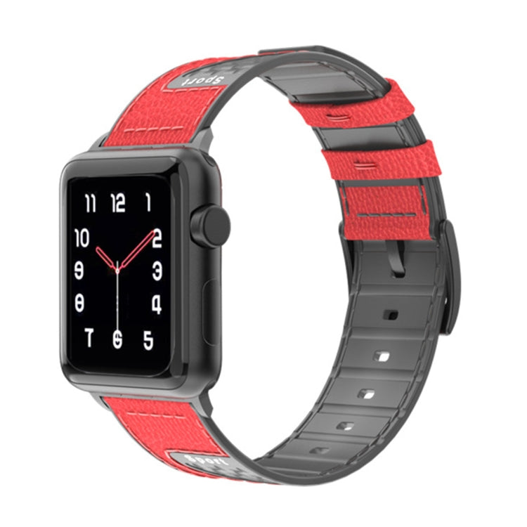 Sandsberg | Für Apple Watch Series 5 & 4 & 3 & 2 & 1 Universelle Silikonhaut + Kohlefaserstruktur Uhrband (Rot)