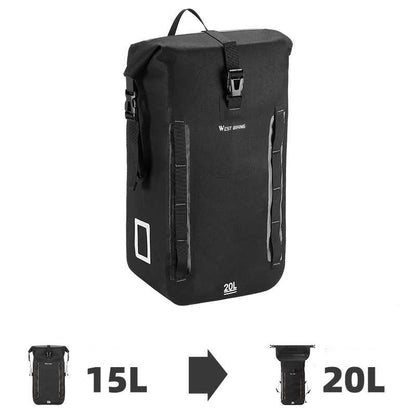 Sandsberg | Wasserdichte erweiterbare Satteltasche für den Fahrradhecksitz