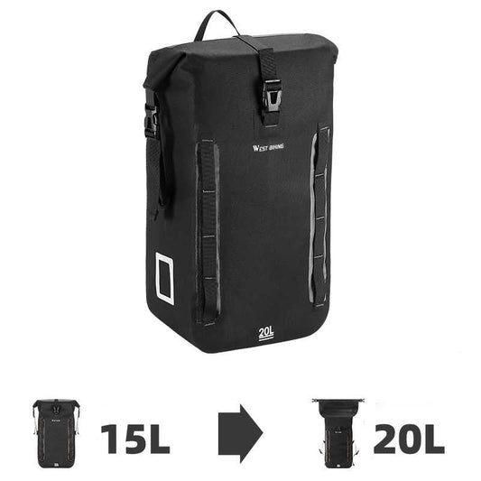 Sandsberg | Wasserdichte erweiterbare Satteltasche für den Fahrradhecksitz