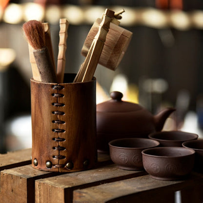 Sandsberg | Handgefertigter pflanzlich gegerbter Leder Stift Halter Schreibtisch Ornament