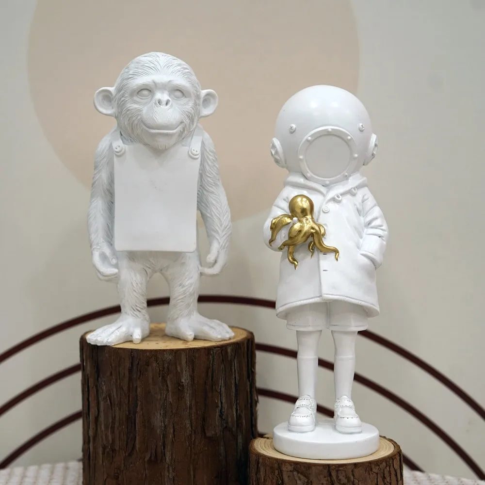 Sandsberg Banksy Skulpturensammlung | Blume Werfer & Ballon Mädchen | Pop Art Figuren | Moderne Büro- & Heimdekoration