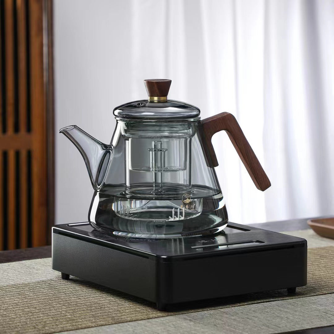 Sandsberg | Aetheris Glas Teekanne – Hitzebeständige Glaskanne mit Holzgriff & Teesieb (900ml)