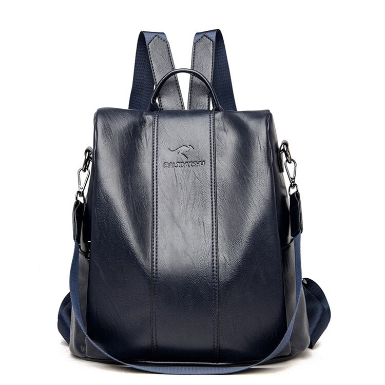 Diebstahlsicherer Lederrucksack für Damen im Vintage-Stil
