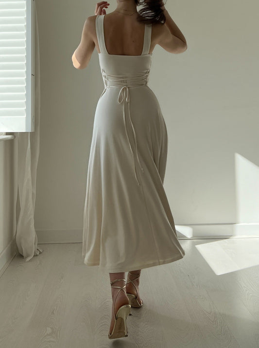 Neue Midi-Kleid mit dicken Trägern für Frauen