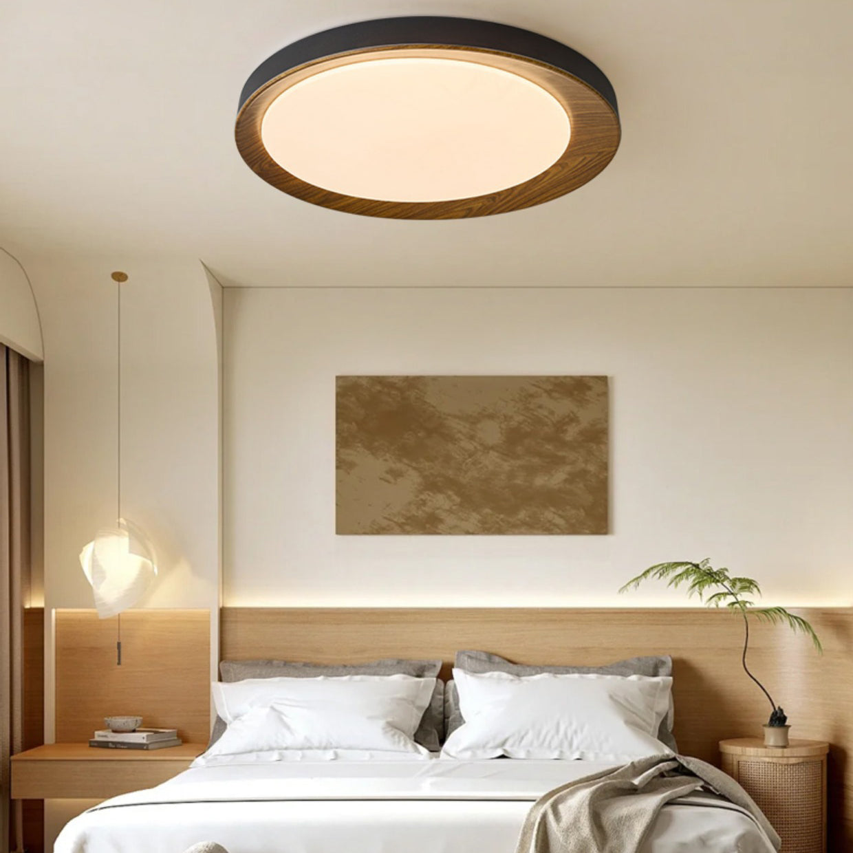 Zeitgenössische Retro Runde Eisen Acryl LED Deckenleuchte Für Schlafzimmer