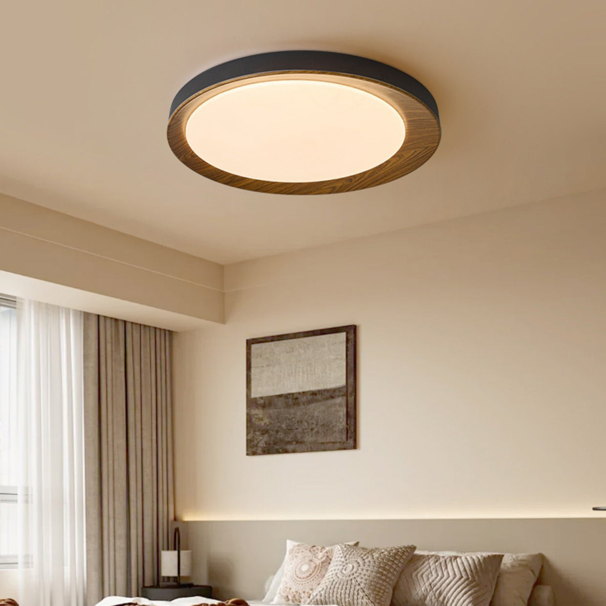 Zeitgenössische Retro Runde Eisen Acryl LED Deckenleuchte Für Schlafzimmer