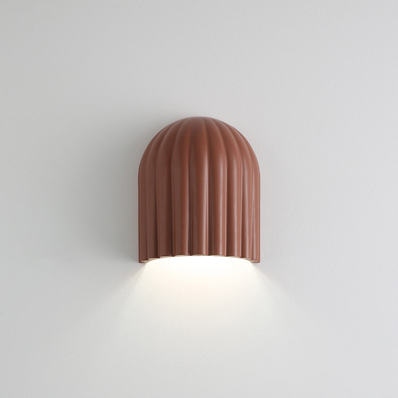 Zeitgenössischer Kreativer Creme Halbkreis Vertikale Streifen Eisen Lampenschirm 2 - Licht Wandleuchte Für Schlafzimmer