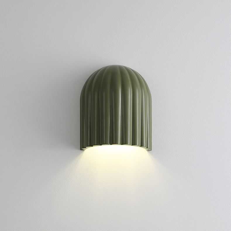 Zeitgenössischer Kreativer Creme Halbkreis Vertikale Streifen Eisen Lampenschirm 2 - Licht Wandleuchte Für Schlafzimmer