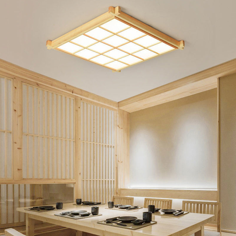 japanische quadratische Holz-Acryl-LED-Deckenleuchte für das Wohnzimmer