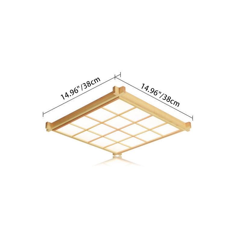 japanische quadratische Holz-Acryl-LED-Deckenleuchte für das Wohnzimmer