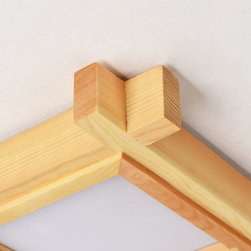 japanische quadratische Holz-Acryl-LED-Deckenleuchte für das Wohnzimmer