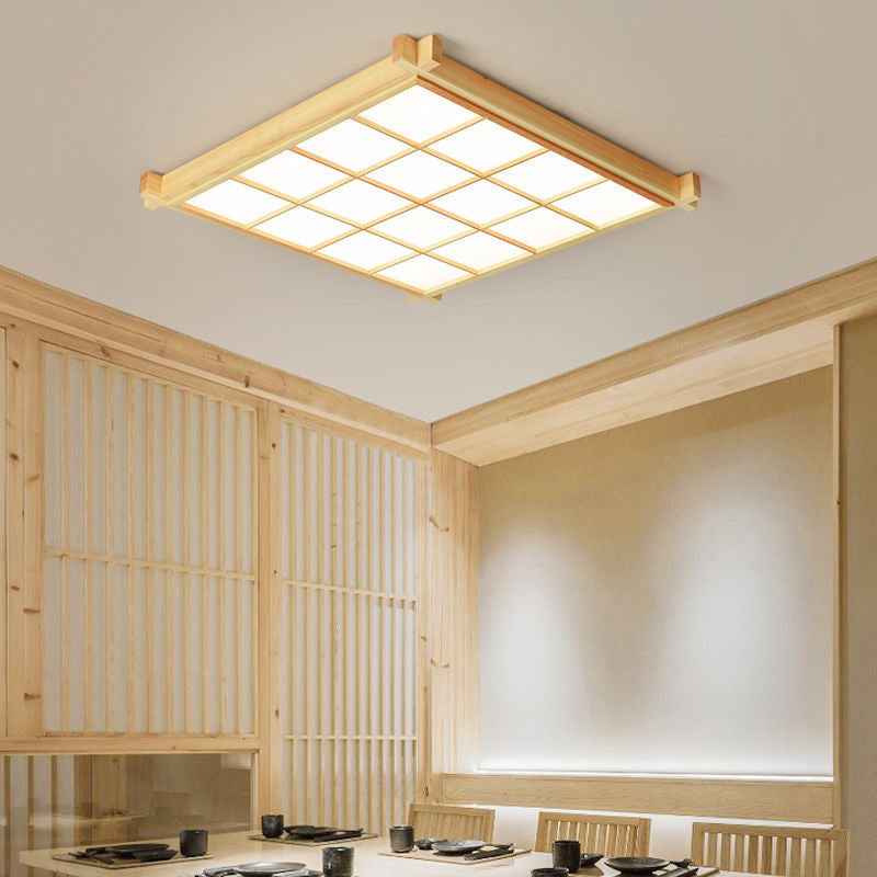 japanische quadratische Holz-Acryl-LED-Deckenleuchte für das Wohnzimmer