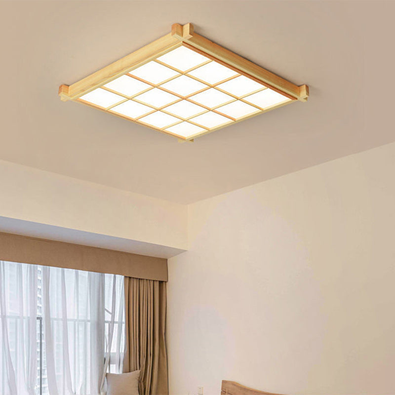 japanische quadratische Holz-Acryl-LED-Deckenleuchte für das Wohnzimmer