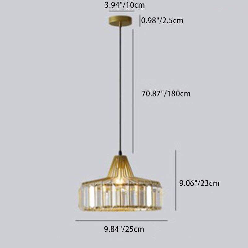 Zeitgenössische Retro Runde Eisen Kristall 1-Licht Pendelleuchte Für Wohnzimmer