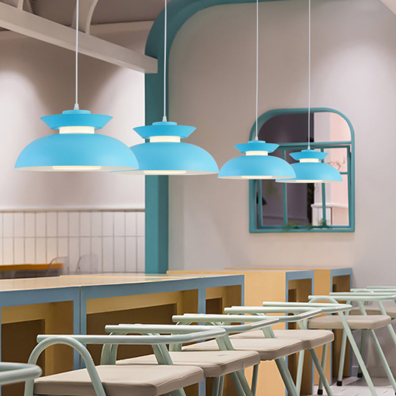 Zeitgenössische skandinavische Kuppel aus Aluminium Acryl 1-Licht Pendelleuchte für das Wohnzimmer