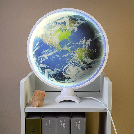 Zeitgenössische Kreative Globe Aluminium Acryl USB LED Tischlampe Für Schlafzimmer