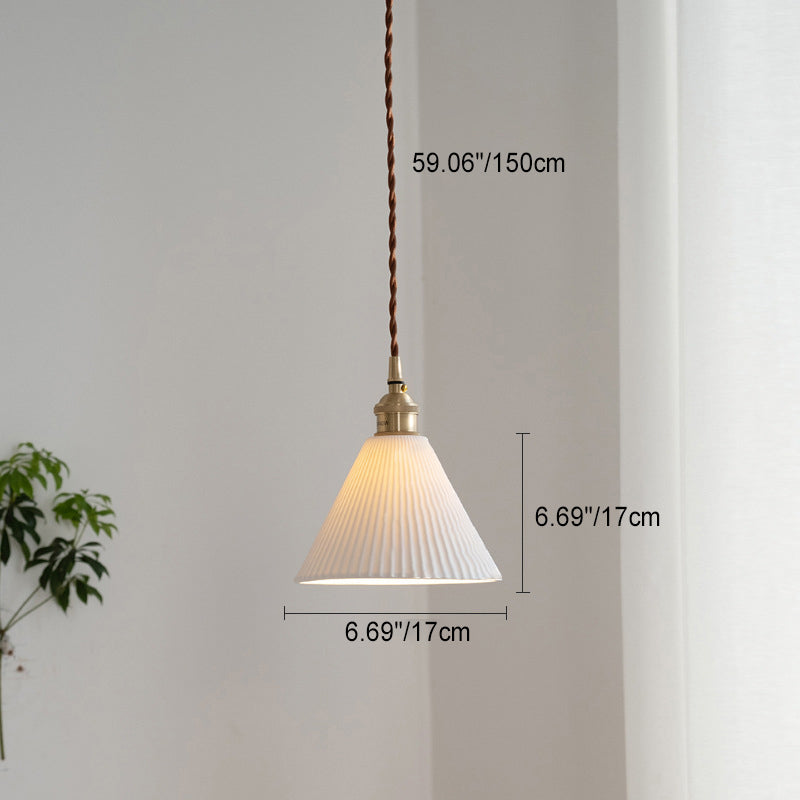 skandinavische runde Zylinder-Kegel Kupferkeramik 1-Licht Pendelleuchte für Esszimmer