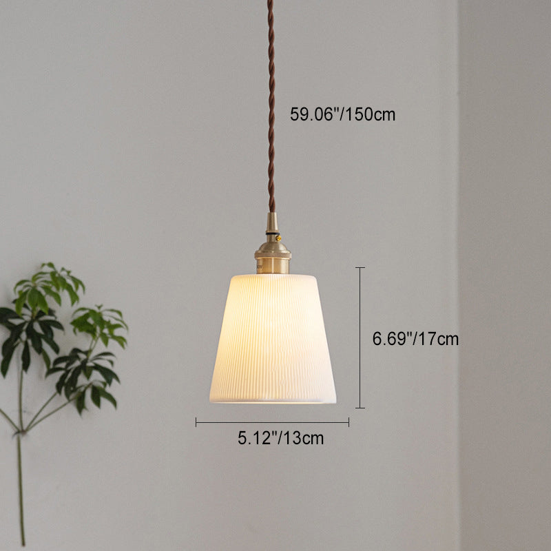 skandinavische runde Zylinder-Kegel Kupferkeramik 1-Licht Pendelleuchte für Esszimmer