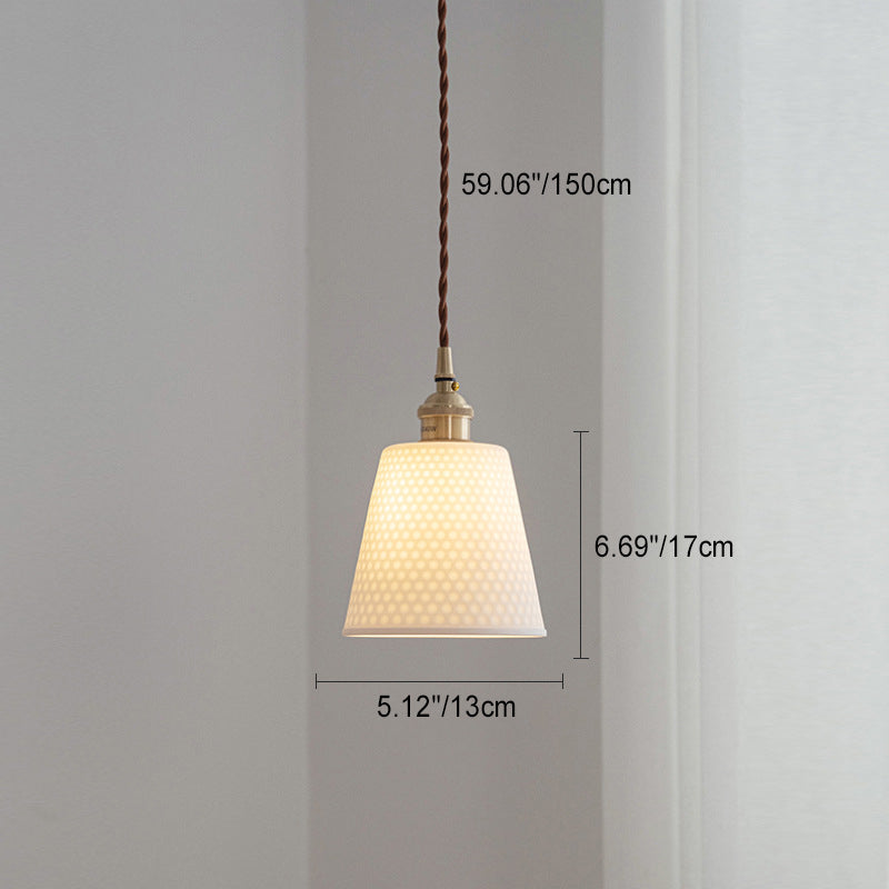 skandinavische runde Zylinder-Kegel Kupferkeramik 1-Licht Pendelleuchte für Esszimmer