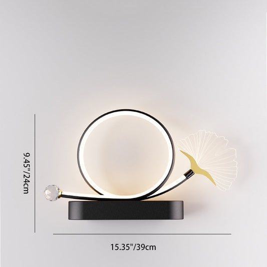 Zeitgenössische kreative Ginkgo Biloba Kreis Eisen Acryl LED Wandleuchte Lampe für das Schlafzimmer
