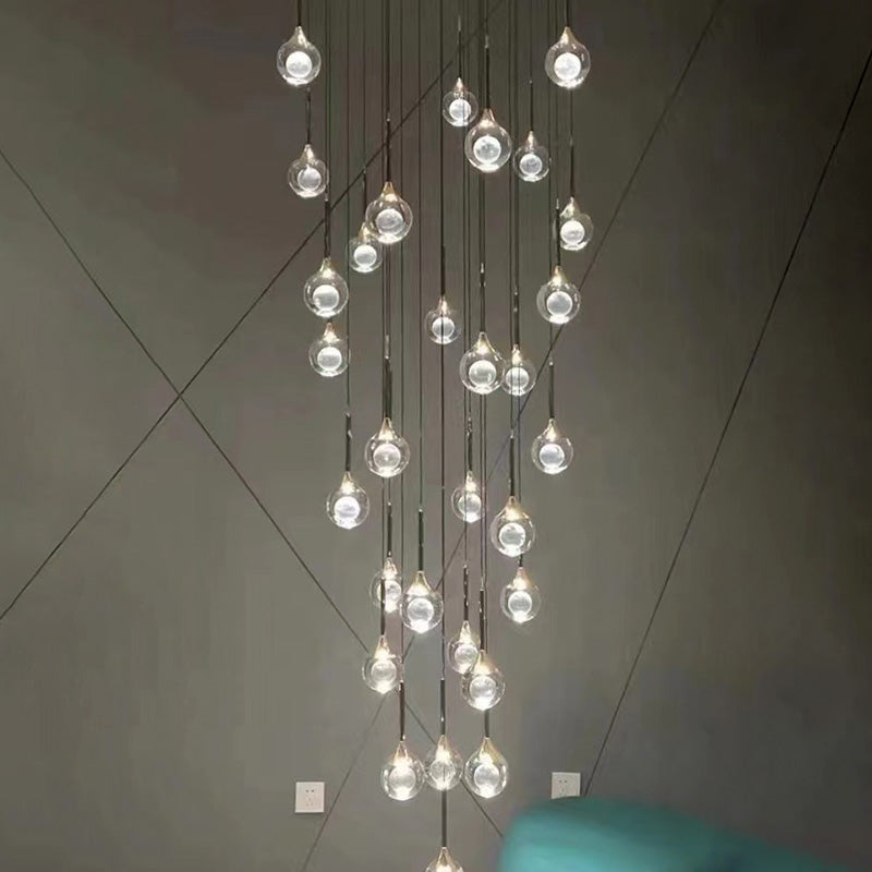 Zeitgenössische skandinavische Qualle Orb Kristall Eisen Aluminium LED Pendelleuchte für Schlafzimmer