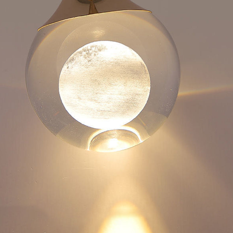 Zeitgenössische skandinavische Qualle Orb Kristall Eisen Aluminium LED Pendelleuchte für Schlafzimmer