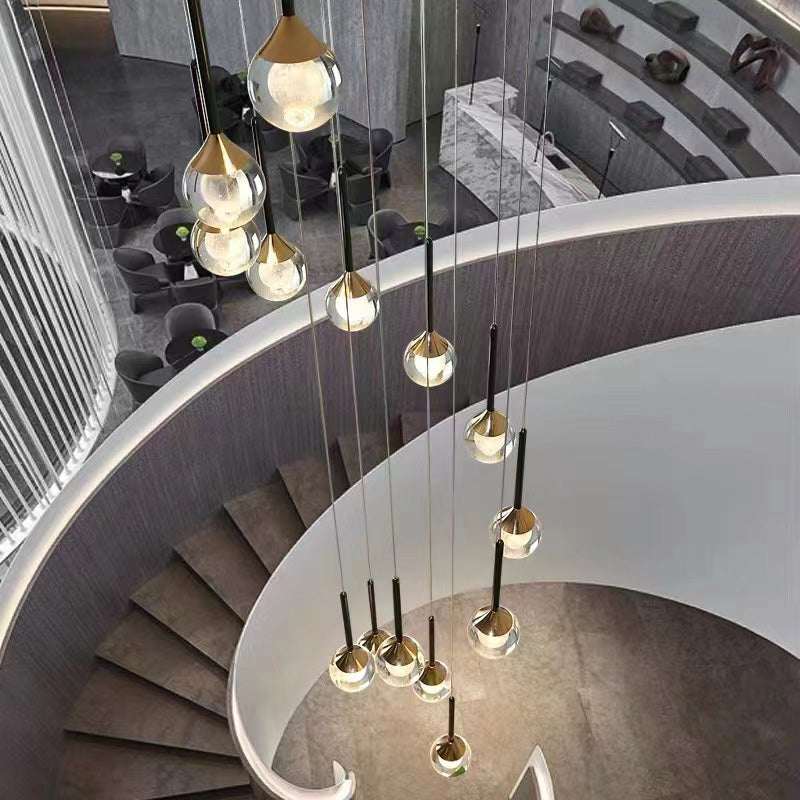 Zeitgenössische skandinavische Qualle Orb Kristall Eisen Aluminium LED Pendelleuchte für Schlafzimmer