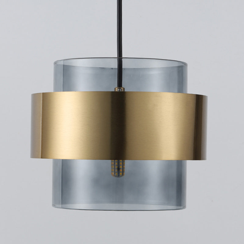 Zeitgenössische Skandinavische Runde Ring Glas Metall 1-Licht Pendelleuchte Für Wohnzimmer