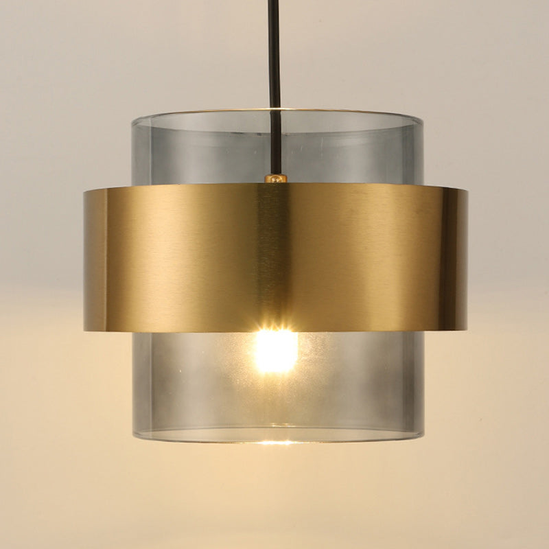 Zeitgenössische Skandinavische Runde Ring Glas Metall 1-Licht Pendelleuchte Für Wohnzimmer