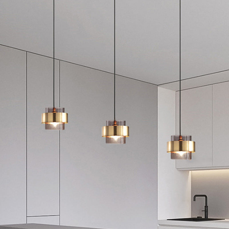 Zeitgenössische Skandinavische Runde Ring Glas Metall 1-Licht Pendelleuchte Für Wohnzimmer