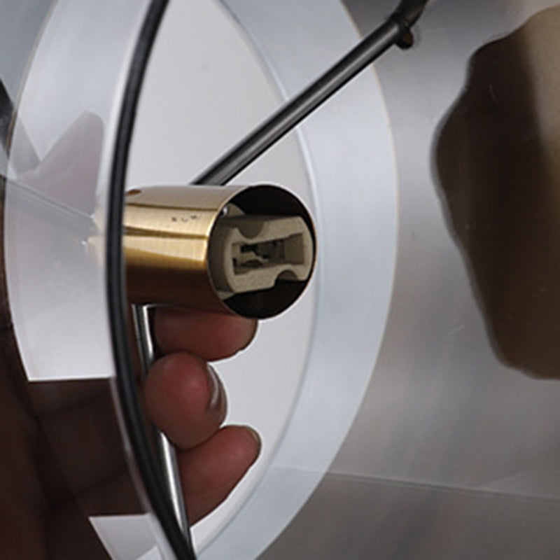 Zeitgenössische Skandinavische Runde Ring Glas Metall 1-Licht Pendelleuchte Für Wohnzimmer