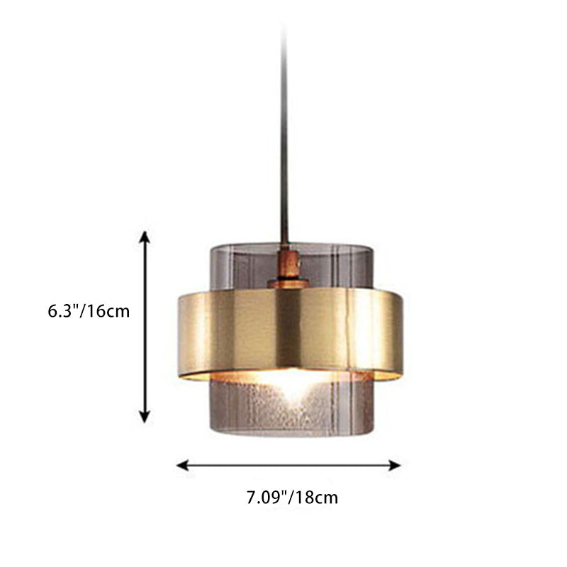 Zeitgenössische Skandinavische Runde Ring Glas Metall 1-Licht Pendelleuchte Für Wohnzimmer