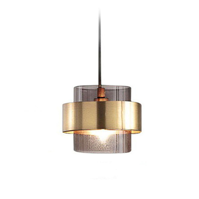 Zeitgenössische Skandinavische Runde Ring Glas Metall 1-Licht Pendelleuchte Für Wohnzimmer
