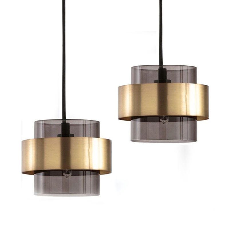 Zeitgenössische Skandinavische Runde Ring Glas Metall 1-Licht Pendelleuchte Für Wohnzimmer