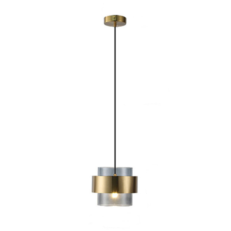 Zeitgenössische Skandinavische Runde Ring Glas Metall 1-Licht Pendelleuchte Für Wohnzimmer