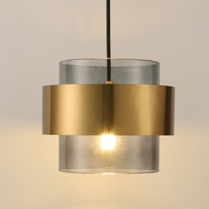 Zeitgenössische Skandinavische Runde Ring Glas Metall 1-Licht Pendelleuchte Für Wohnzimmer