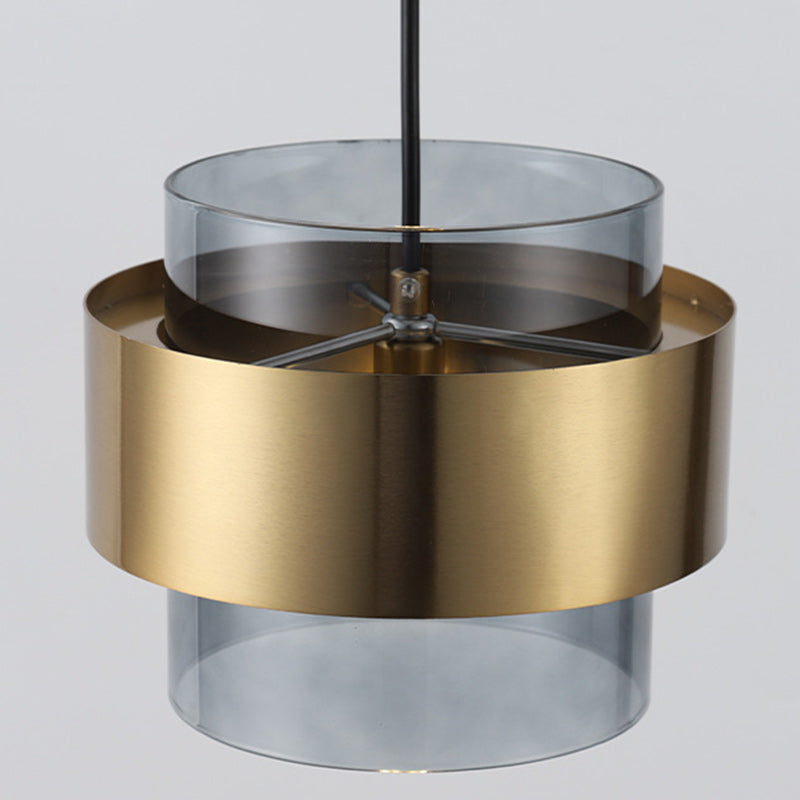Zeitgenössische Skandinavische Runde Ring Glas Metall 1-Licht Pendelleuchte Für Wohnzimmer
