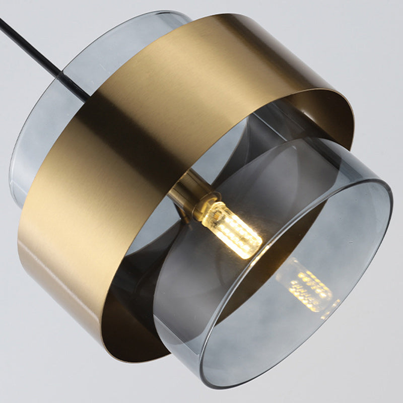 Zeitgenössische Skandinavische Runde Ring Glas Metall 1-Licht Pendelleuchte Für Wohnzimmer