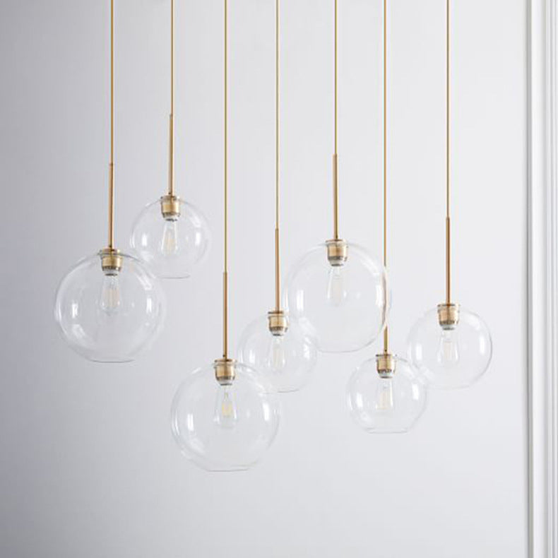skandinavische runde Kugel-Glas-Hardware 1-Licht Hängeleuchte für das Wohnzimmer