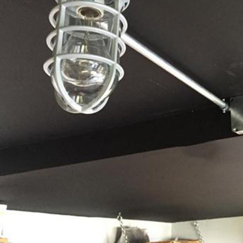 Industriewasserfeste Aluminiumlegierung Glaszylinder Käfig 1-Licht Halb-flush Deckenleuchte für Außenpatio