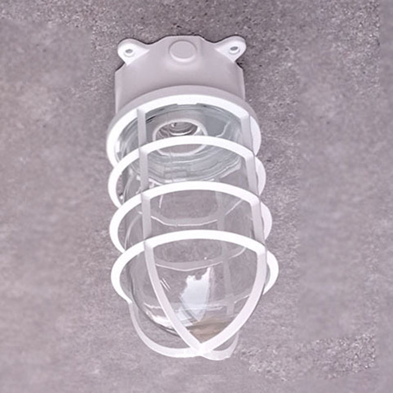 Industriewasserfeste Aluminiumlegierung Glaszylinder Käfig 1-Licht Halb-flush Deckenleuchte für Außenpatio