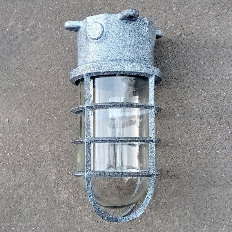 Industriewasserfeste Aluminiumlegierung Glaszylinder Käfig 1-Licht Halb-flush Deckenleuchte für Außenpatio