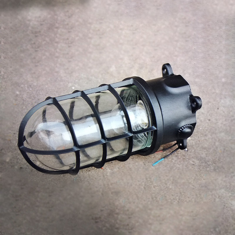 Industriewasserfeste Aluminiumlegierung Glaszylinder Käfig 1-Licht Halb-flush Deckenleuchte für Außenpatio