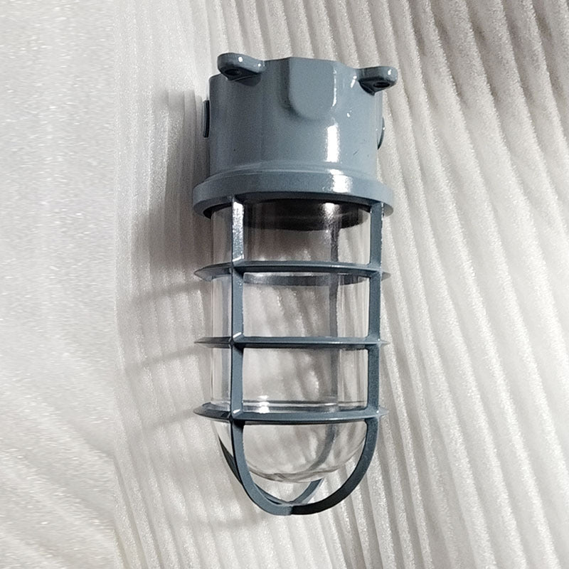 Industriewasserfeste Aluminiumlegierung Glaszylinder Käfig 1-Licht Halb-flush Deckenleuchte für Außenpatio