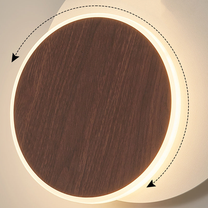 Zeitgenössische skandinavische Eisen-Acryl runde quadratische drehbare LED-Wandleuchte für Nachttisch