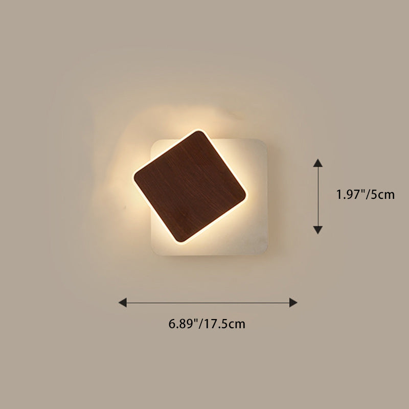 Zeitgenössische skandinavische Eisen-Acryl runde quadratische drehbare LED-Wandleuchte für Nachttisch